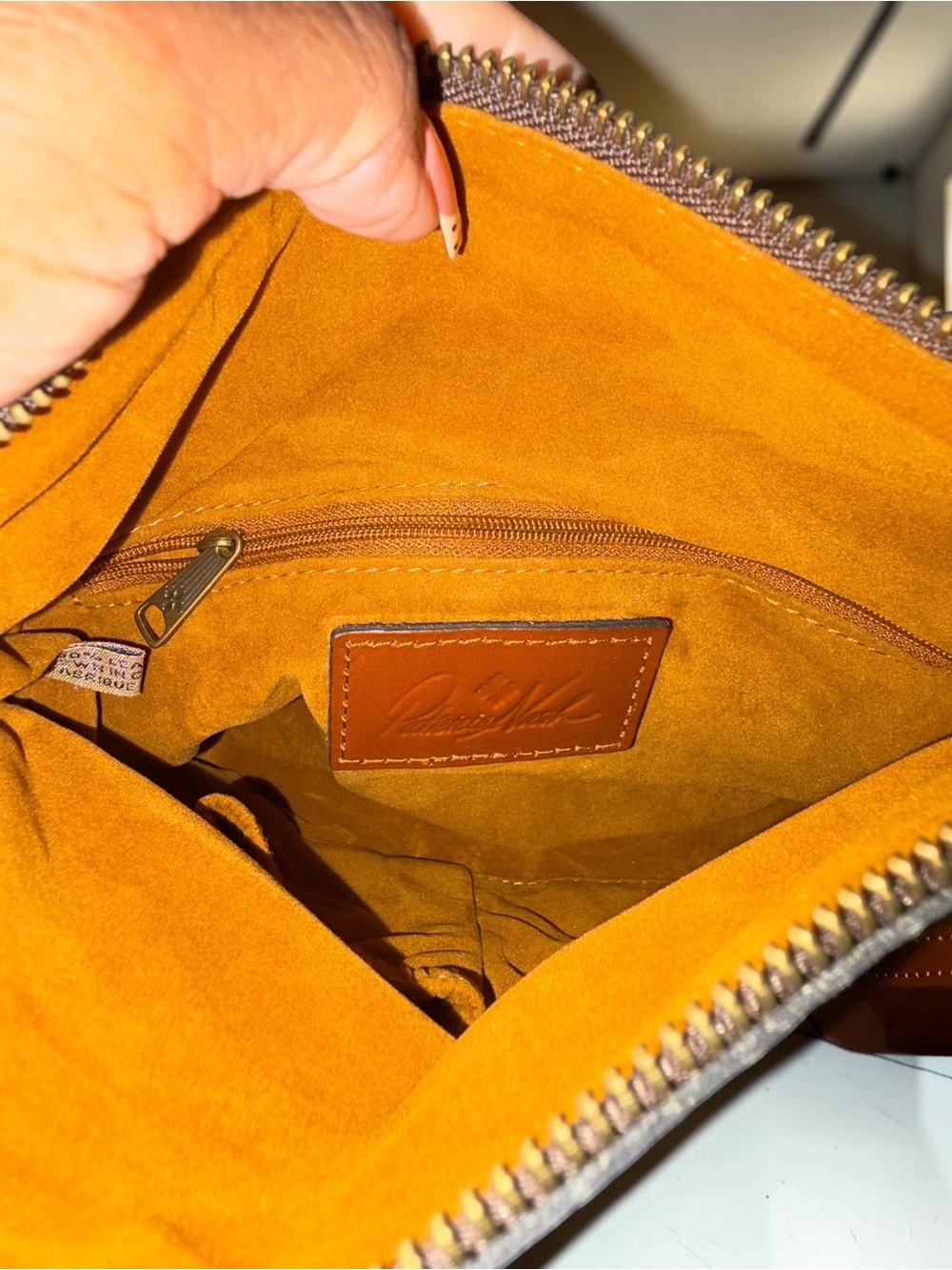 Patricia Nash Floral Painted Leather Clutch in Orange, Brown, Blue, Gold - Picture 7 of 8